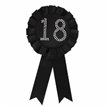 18TH BIRTHDAY BLACK ROSETTE BADGE
