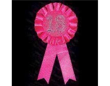 18TH BIRTHDAY PINK ROSETTE BADGE