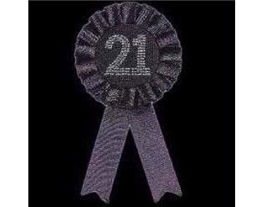 21ST BIRTHDAY BLACK ROSETTE BADGE