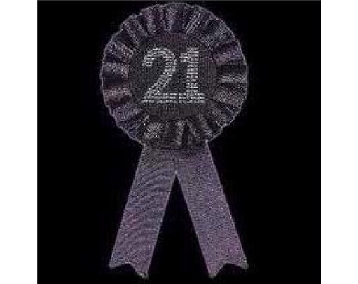 21ST BIRTHDAY BLACK ROSETTE BADGE