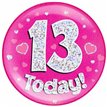 6IN 13 TODAY PINK JUMBO BADGE