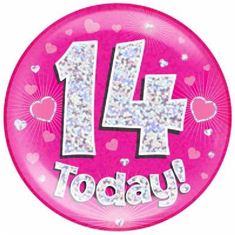 6IN 14 TODAY PINK JUMBO BADGE