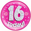 6IN 16 TODAY PINK JUMBO BADGE