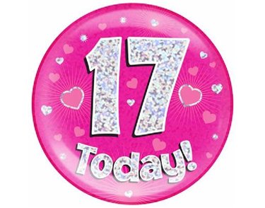 6IN 17 TODAY PINK JUMBO BADGE