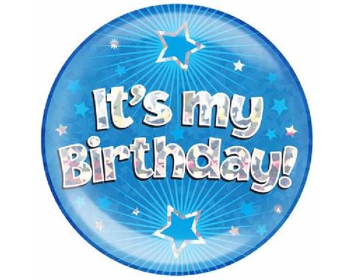 6IN ITS MY BIRTHDAY BLUE JUMBO BADGE