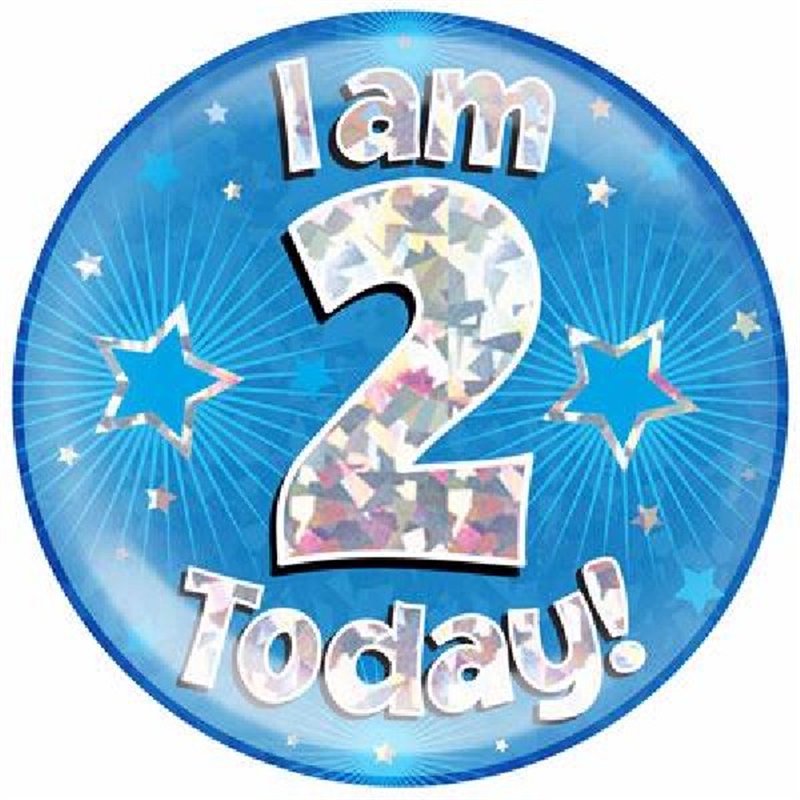 6IN I AM 2 TODAY BLUE JUMBO BADGE