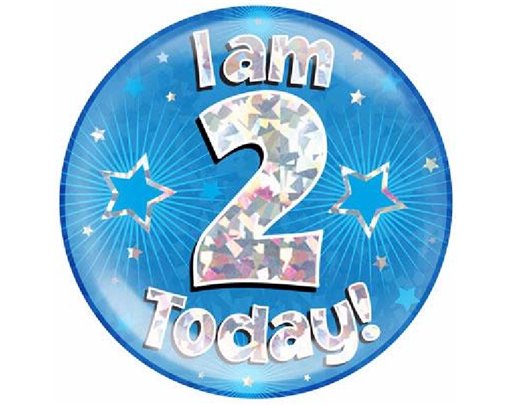 6IN I AM 2 TODAY BLUE JUMBO BADGE