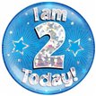 6IN I AM 2 TODAY BLUE JUMBO BADGE