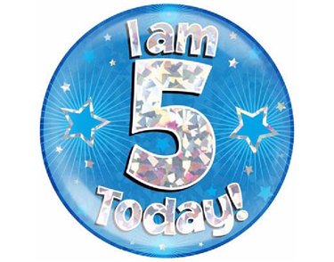 6IN I AM 5 TODAY BLUE JUMBO BADGE