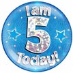 6IN I AM 5 TODAY BLUE JUMBO BADGE