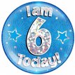 6IN I AM 6 TODAY BLUE JUMBO BADGE