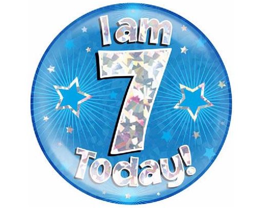 6IN I AM 7 TODAY BLUE JUMBO BADGE