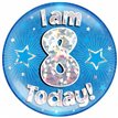 6IN I AM 8 TODAY BLUE JUMBO BADGE