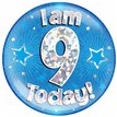 6INI AM 9 TODAY BLUE JUMBO BADGE
