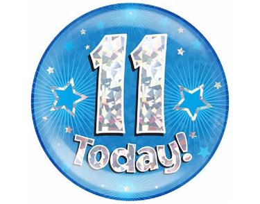 6IN 11 TODAY BLUE JUMBO BADGE