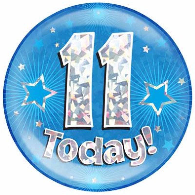 6IN 11 TODAY BLUE JUMBO BADGE