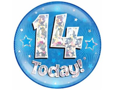 6IN 14 TODAY BLUE JUMBO BADGE