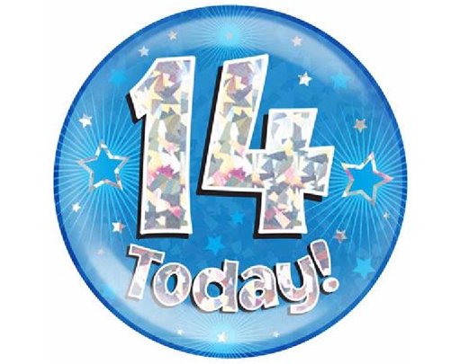 6IN 14 TODAY BLUE JUMBO BADGE