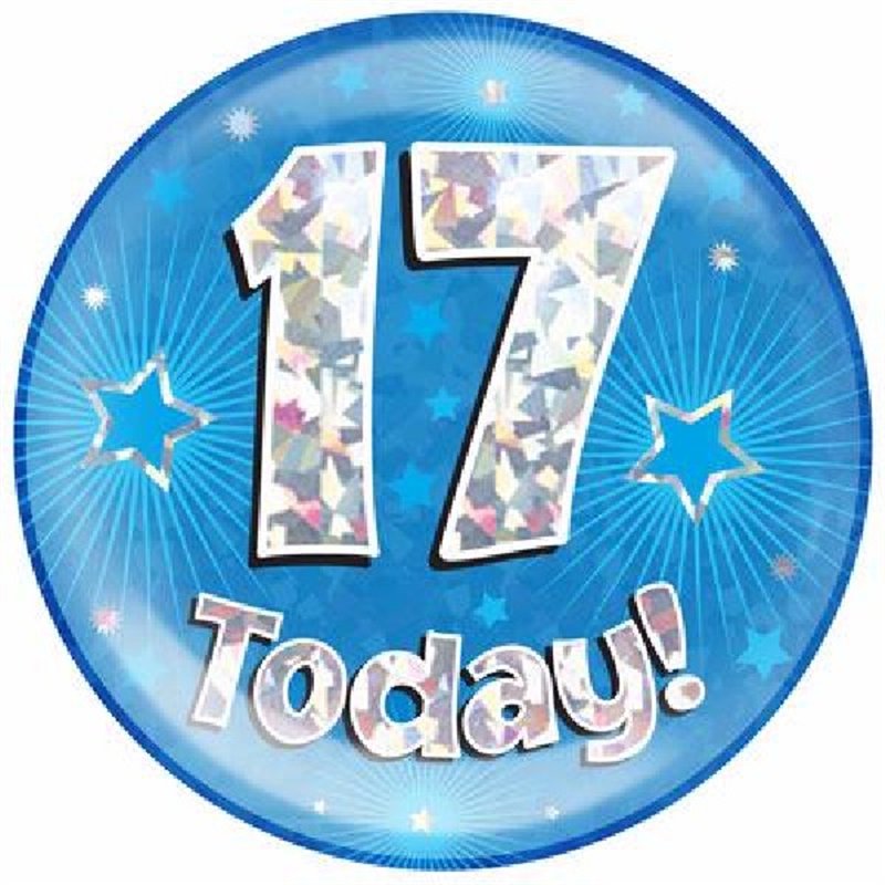 6IN 17 TODAY BLUE JUMBO BADGE
