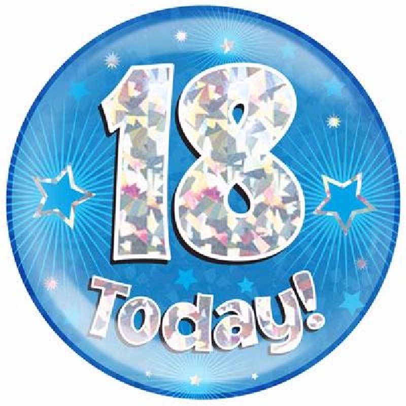 6IN 18 TODAY BLUE JUMBO BADGE