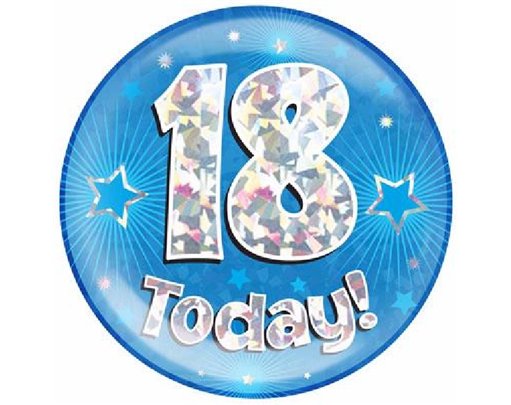 6IN 18 TODAY BLUE JUMBO BADGE