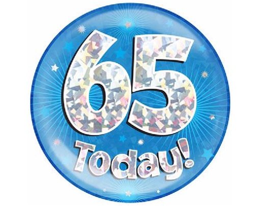 6IN 65 TODAY BLUE JUMBO BADGE