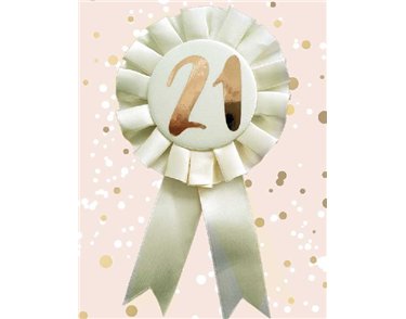 ROSE GOLD 21ST ROSETTE BADGE