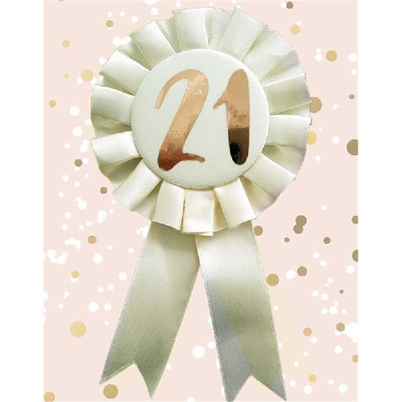 ROSE GOLD 21ST ROSETTE BADGE