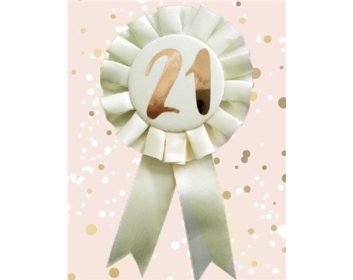 ROSE GOLD 21ST ROSETTE BADGE
