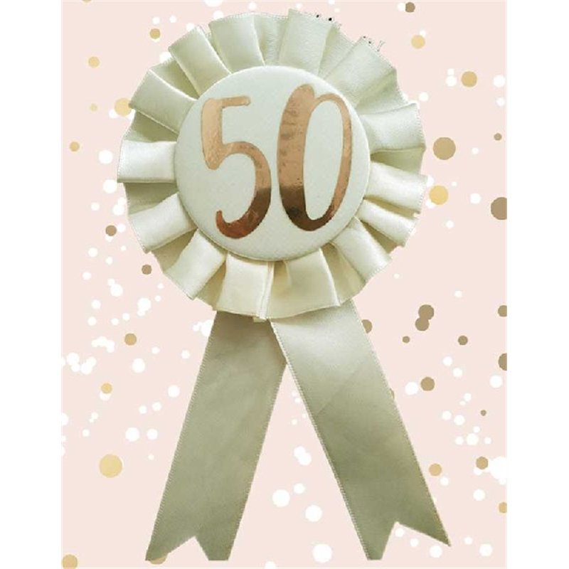 ROSE GOLD 50TH ROSETTE BADGE