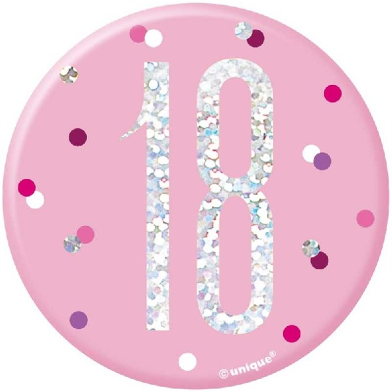 3in GLITZ PINK 18 BADGE