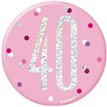 3in GLITZ PINK 40 BADGE