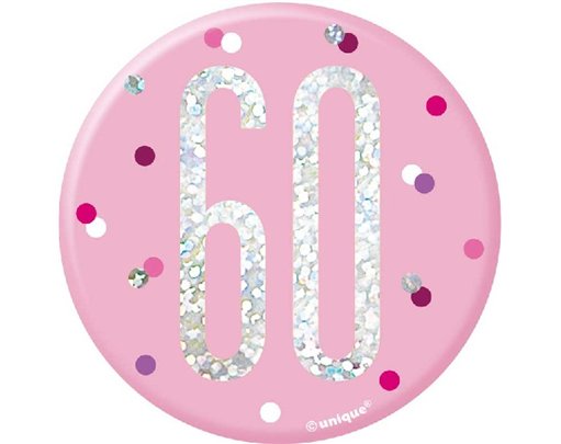 3in GLITZ PINK 60 BADGE