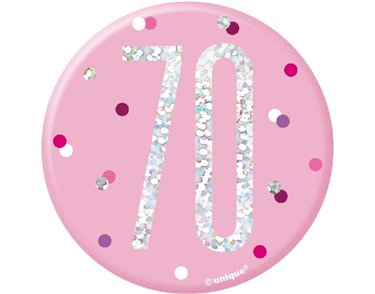 3in GLITZ PINK 70 BADGE