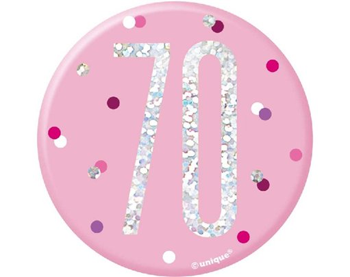3in GLITZ PINK 70 BADGE