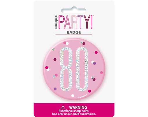 3in GLITZ PINK 80 BADGE