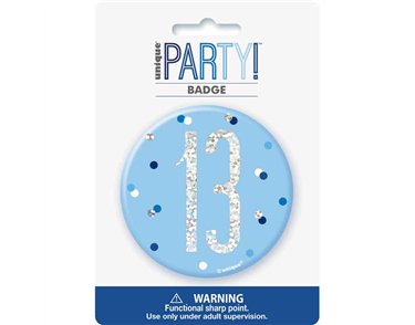 3in GLITZ BLUE 13 BADGE