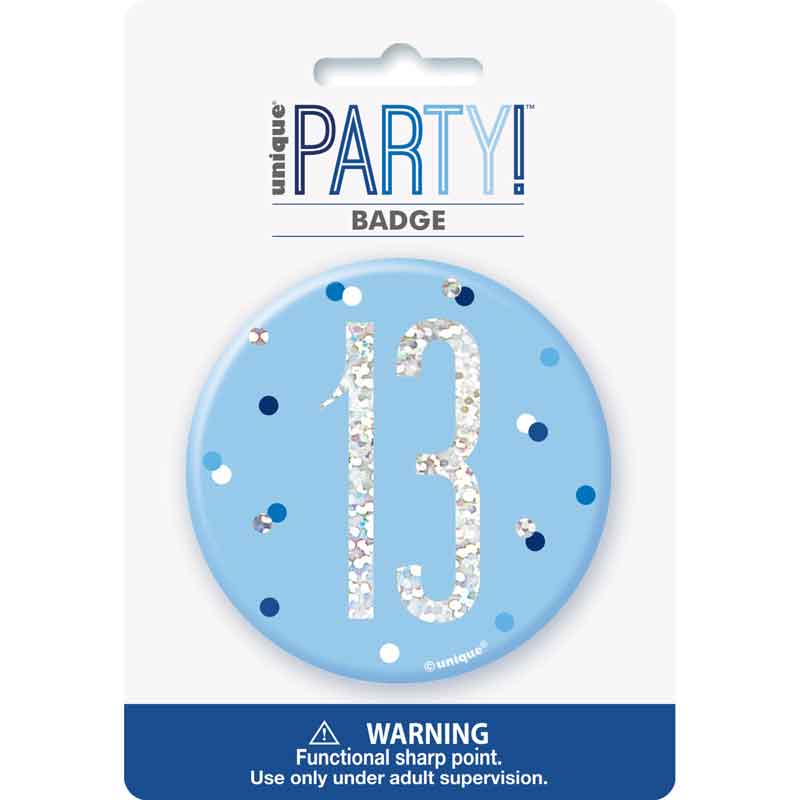 3in GLITZ BLUE 13 BADGE