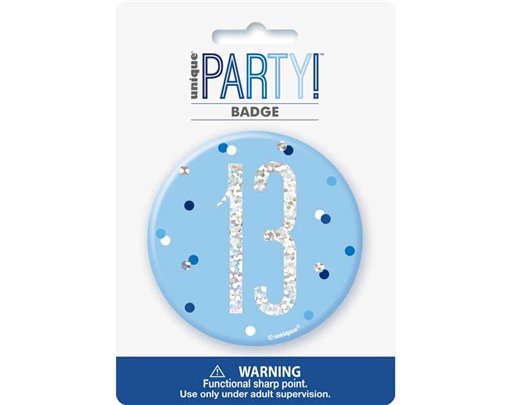3in GLITZ BLUE 13 BADGE