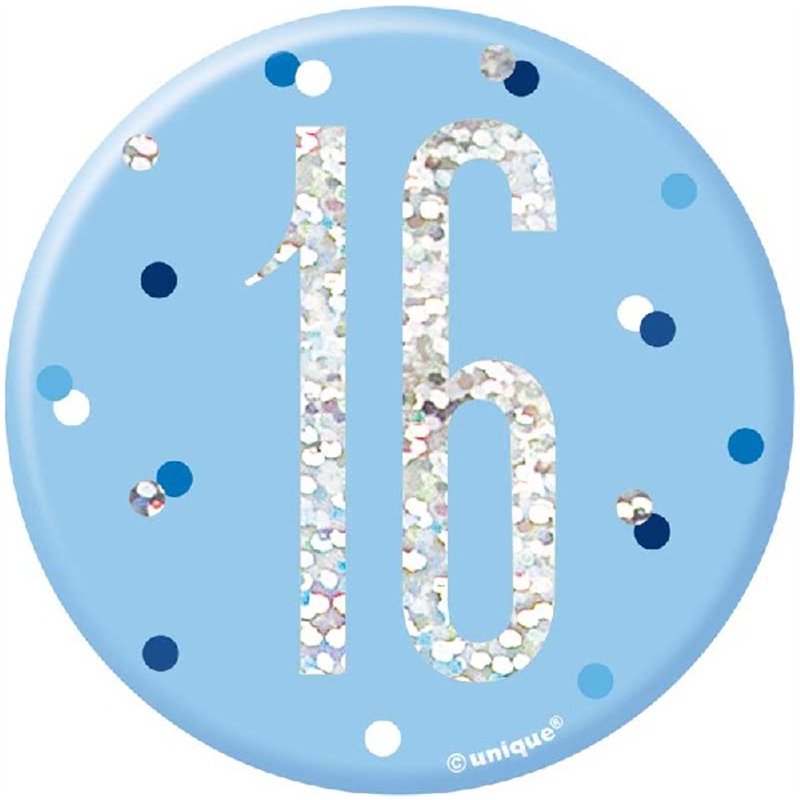 3in GLITZ BLUE 16 BADGE