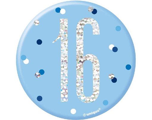 3in GLITZ BLUE 16 BADGE
