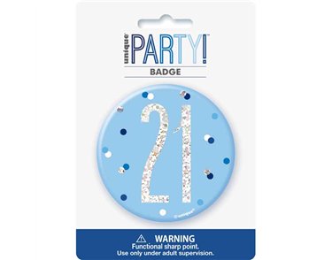 3in GLITZ BLUE 21 BADGE