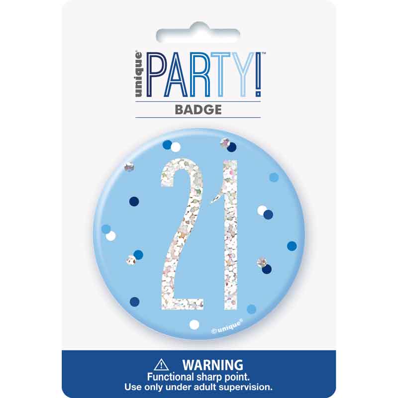 3in GLITZ BLUE 21 BADGE