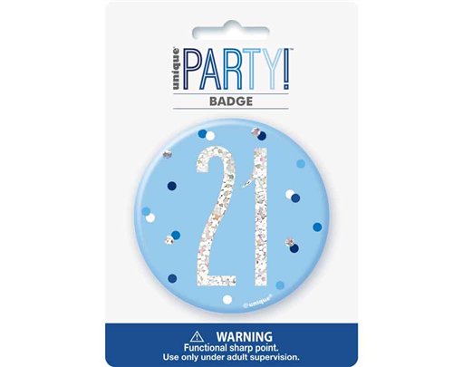 3in GLITZ BLUE 21 BADGE