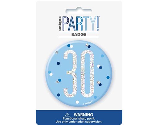 3in GLITZ BLUE 30 BADGE