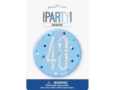 3in GLITZ BLUE 40 BADGE