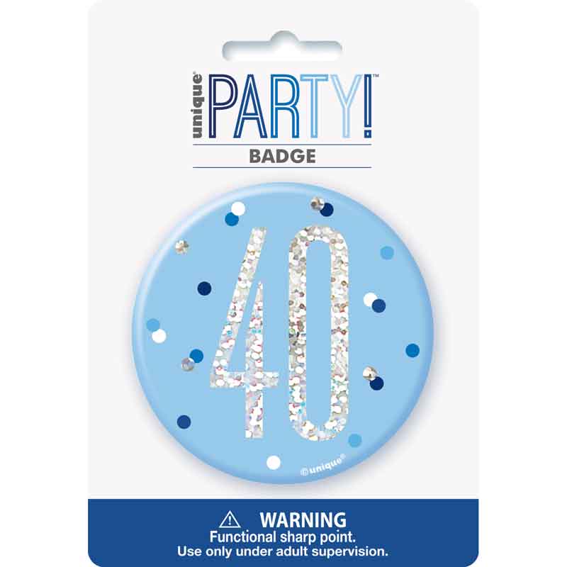 3in GLITZ BLUE 40 BADGE