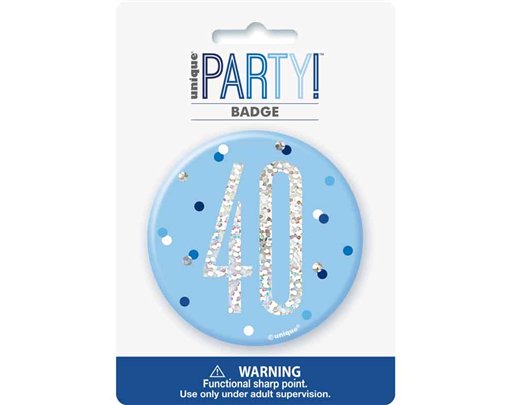 3in GLITZ BLUE 40 BADGE