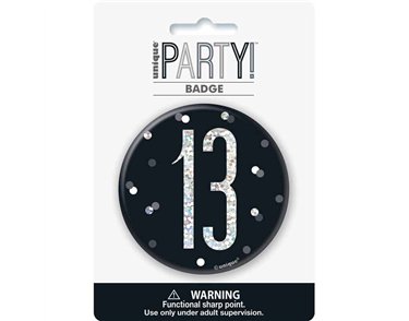 3in BLACK GLITZ 13 BADGE