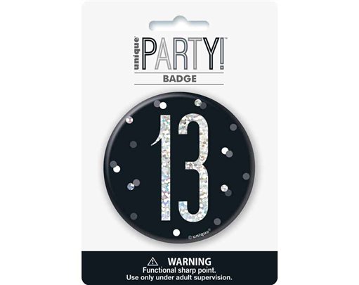 3in BLACK GLITZ 13 BADGE